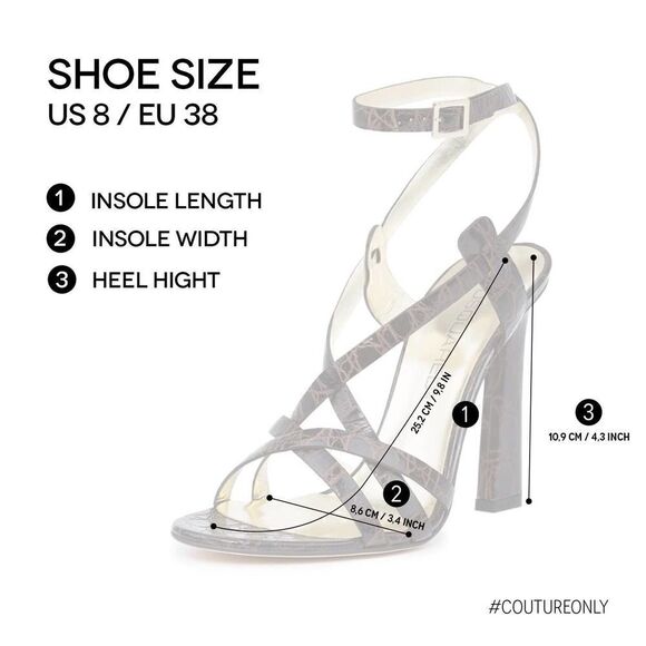 New Dsquared2 Women US 8 Brown Croc Embossed Leather High Heel Sandals | $650 - Picture 16 of 17